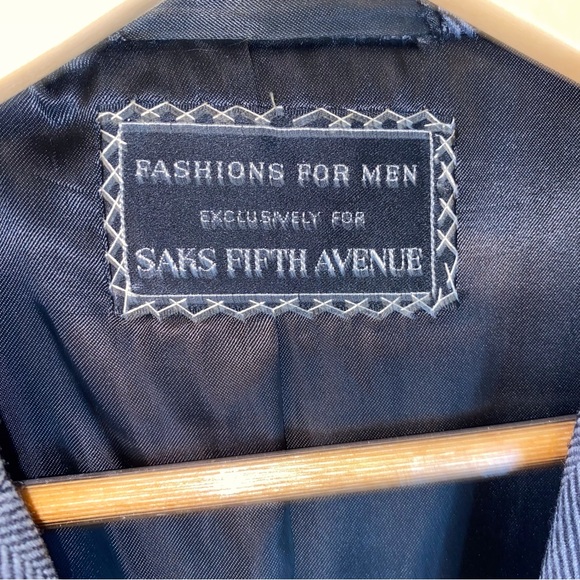 Saks Fifth Avenue Vtg Men’s Gray Wool Trench Coat 46R Long Line Gentleman’s - Picture 12 of 12